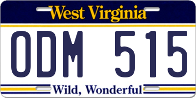 WV license plate ODM515