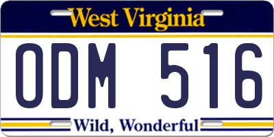 WV license plate ODM516