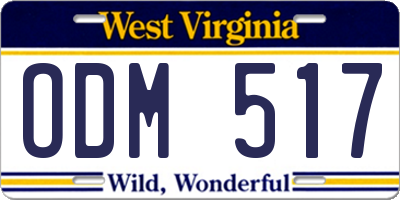 WV license plate ODM517