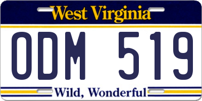 WV license plate ODM519