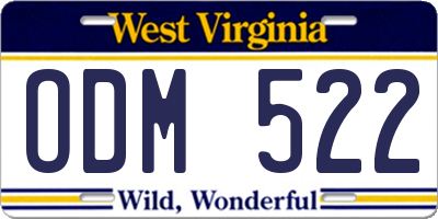 WV license plate ODM522