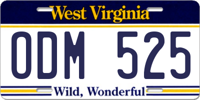 WV license plate ODM525
