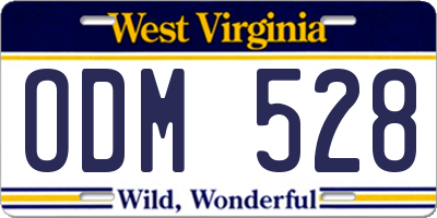 WV license plate ODM528