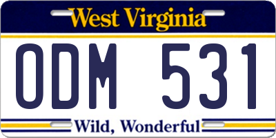 WV license plate ODM531