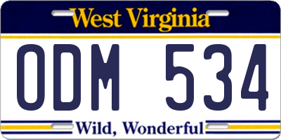 WV license plate ODM534