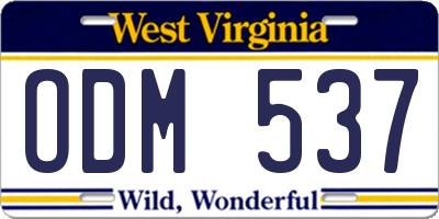 WV license plate ODM537