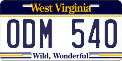 WV license plate ODM540