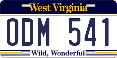 WV license plate ODM541