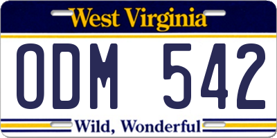 WV license plate ODM542