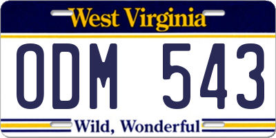 WV license plate ODM543