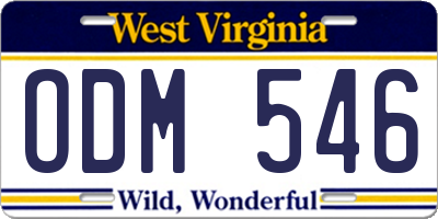WV license plate ODM546
