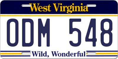 WV license plate ODM548