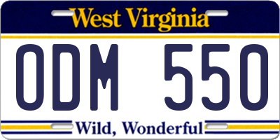 WV license plate ODM550