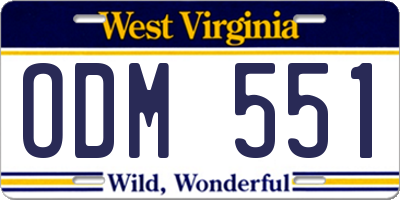 WV license plate ODM551