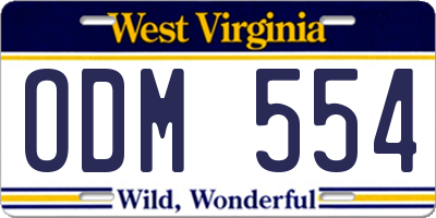 WV license plate ODM554