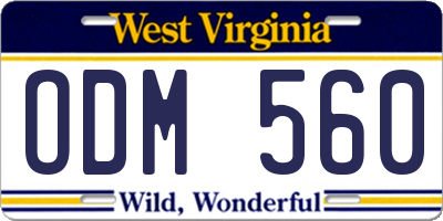 WV license plate ODM560
