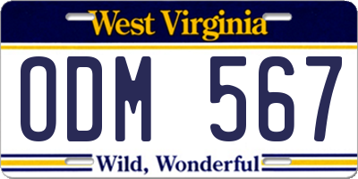 WV license plate ODM567