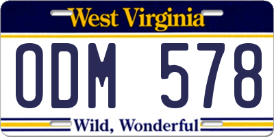 WV license plate ODM578