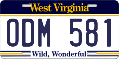 WV license plate ODM581