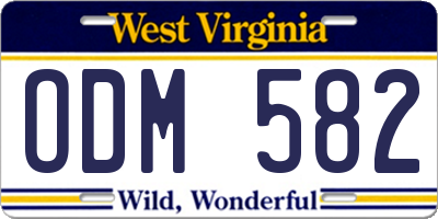 WV license plate ODM582