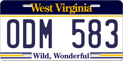 WV license plate ODM583