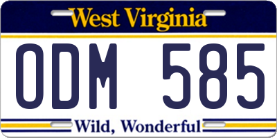 WV license plate ODM585