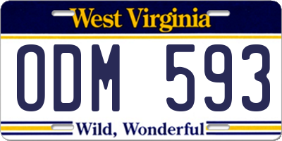 WV license plate ODM593