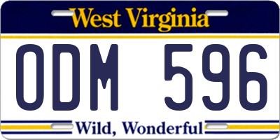 WV license plate ODM596