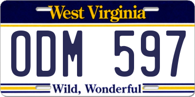 WV license plate ODM597
