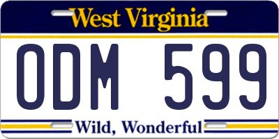 WV license plate ODM599