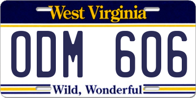 WV license plate ODM606