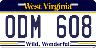 WV license plate ODM608