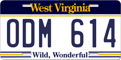 WV license plate ODM614