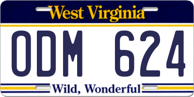 WV license plate ODM624