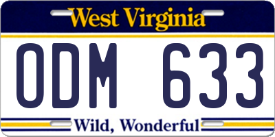 WV license plate ODM633
