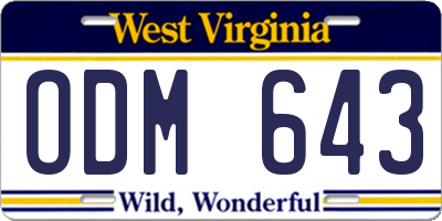 WV license plate ODM643