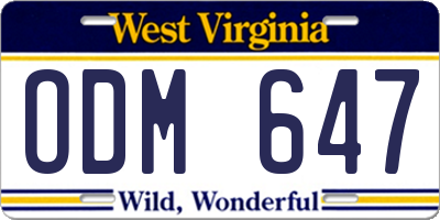 WV license plate ODM647
