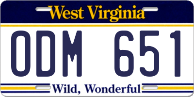 WV license plate ODM651