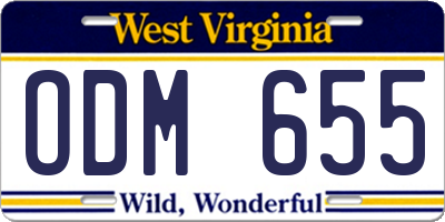 WV license plate ODM655