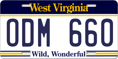 WV license plate ODM660