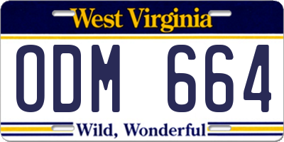 WV license plate ODM664