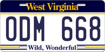 WV license plate ODM668