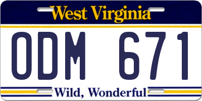 WV license plate ODM671