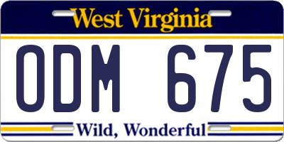 WV license plate ODM675
