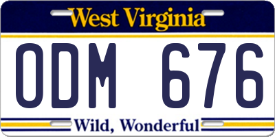 WV license plate ODM676