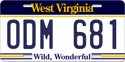 WV license plate ODM681