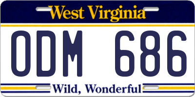 WV license plate ODM686