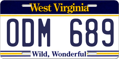 WV license plate ODM689