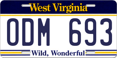 WV license plate ODM693