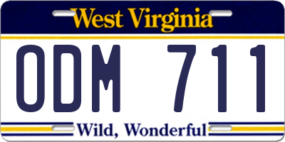 WV license plate ODM711